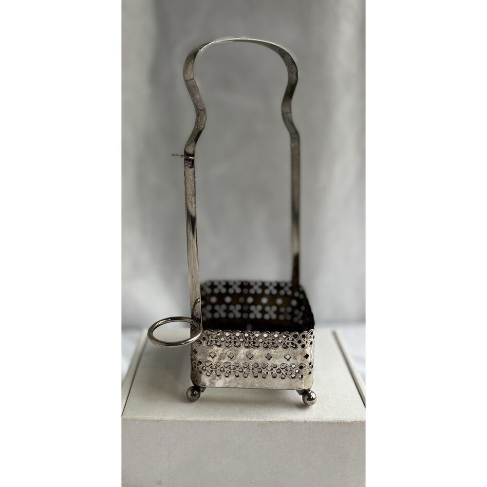 Vintage Pickle Castor Glass Condiment Carrier Only Silver